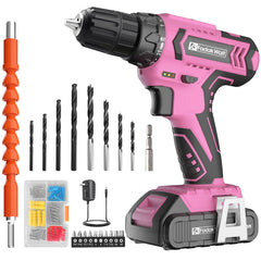 20V MAX Cordless Drill Set with Battery & Charger, 280 in-lbs Power Drill Kit, 2-Speed (0-1400 RPM), 21+1 Torque, 3/8" Keyless Chuck, 30pc Drill/Driver Bits, LED Light for Wood/Metal/Concrete
