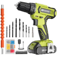 20V MAX Cordless Drill Set with Battery & Charger, 280 in-lbs Power Drill Kit, 2-Speed (0-1400 RPM), 21+1 Torque, 3/8" Keyless Chuck, 30pc Drill/Driver Bits, LED Light for Wood/Metal/Concrete