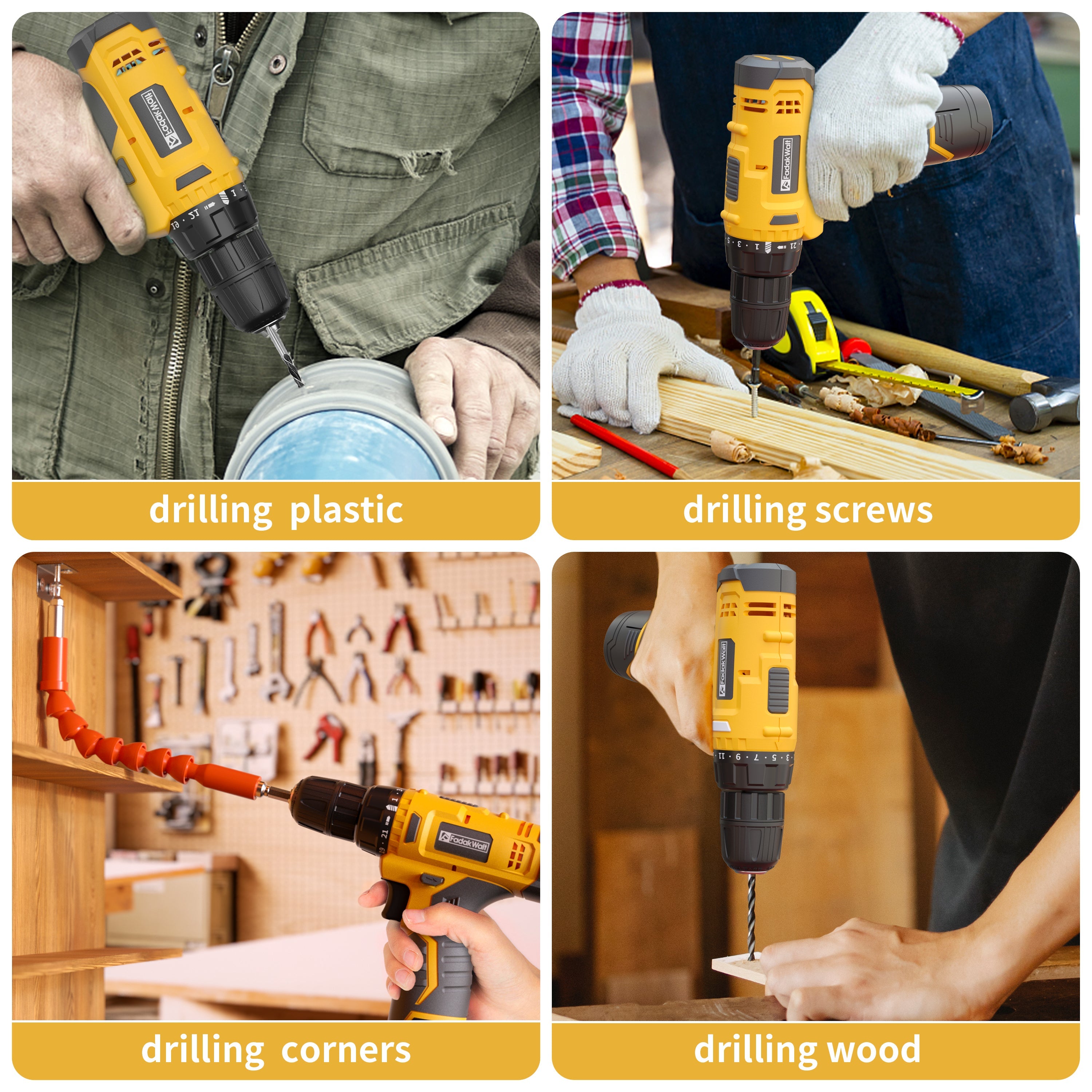 Fadakwalt Cordless 12V Drill Kit with Battery and Charger Fadakwalt
