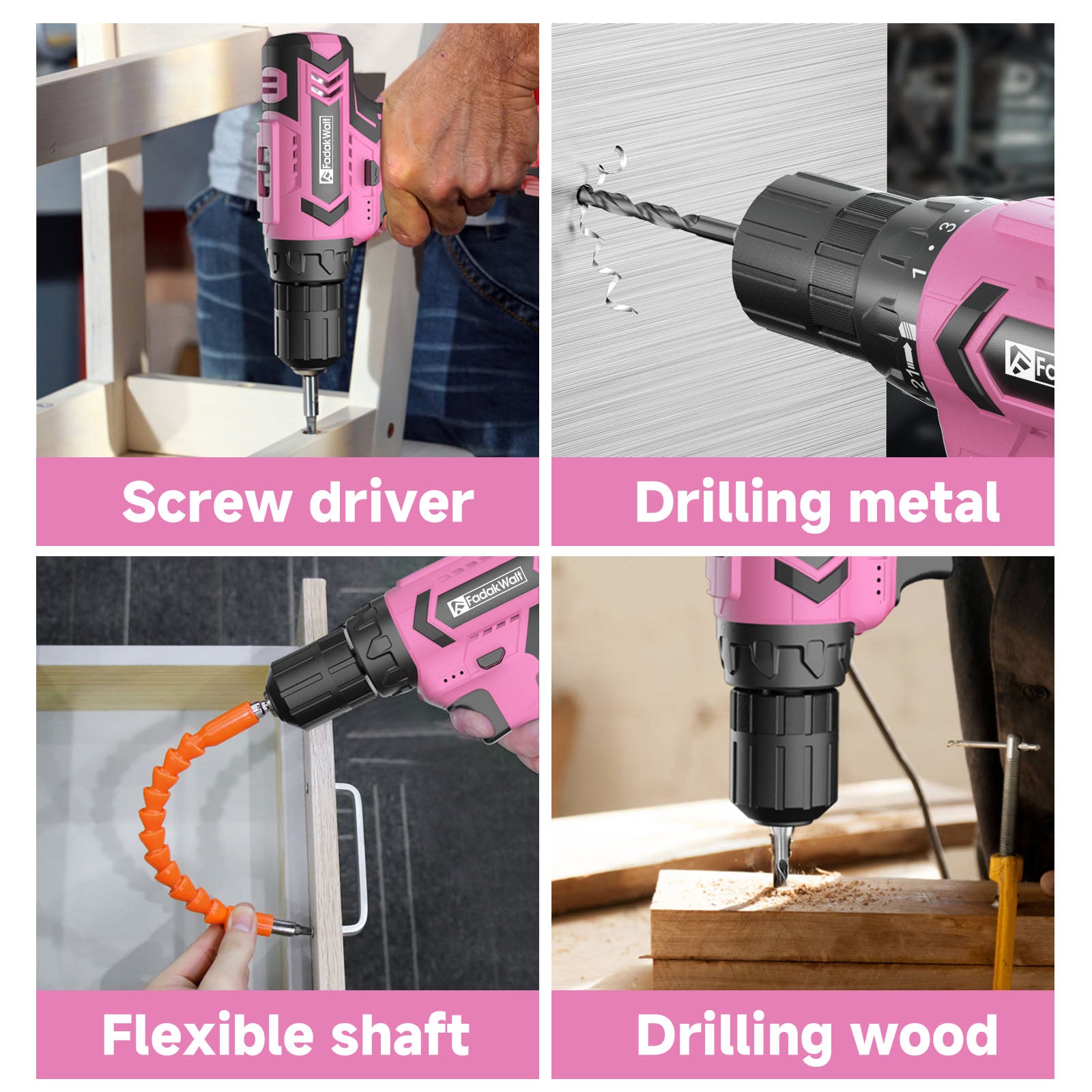 20V MAX Cordless Drill Set with Battery & Charger, 280 in-lbs Power Drill Kit, 2-Speed (0-1400 RPM), 21+1 Torque, 3/8" Keyless Chuck, 30pc Drill/Driver Bits, LED Light for Wood/Metal/Concrete