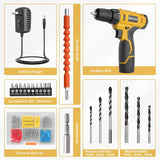 Load image into Gallery viewer, Cordless Drill Set,12V Power Drill Set with Battery and Charger, Electric Drill Driver/Drill Bits, 3/8&#39;&#39; Keyless Chuck,21+1 Torque Setting, 180 inch-lbs, with LED Electric Drill Set (Yellow)