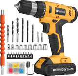 Load image into Gallery viewer, Cordless Drill Set, 20V Electric Power Drill with Battery And Charger, Torque 30N, 21+1 Torque Setting, 3/8-Inch Keyless Chuck, Drill Driver Bits Kit, with LED Electric Drill Set. （Yellow)