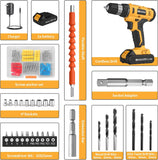 Load image into Gallery viewer, Cordless Drill Set, 20V Electric Power Drill with Battery And Charger, Torque 30N, 21+1 Torque Setting, 3/8-Inch Keyless Chuck, Drill Driver Bits Kit, with LED Electric Drill Set. （Yellow)