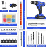 Load image into Gallery viewer, Cordless Drill Set, 20V Electric Power Drill with Battery And Charger, Torque 30N, 21+1 Torque Setting, 3/8-Inch Keyless Chuck, Drill Driver Bits Kit, with LED Electric Drill Set. （blue)