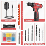 Load image into Gallery viewer, Cordless Drill Set,12V Power Drill Set with Battery and Charger, Electric Driver/Drill Bits, 3/8&#39;&#39; Keyless Chuck,21+1 Torque Setting, 180 inch-lbs, with LED Electric Drill Set (Red)