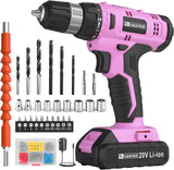 Load image into Gallery viewer, Cordless Drill Set, 20V Electric Power Drill with Battery And Charger, Torque 30N, 21+1 Torque Setting, 3/8-Inch Keyless Chuck, Drill Driver Bits Kit, with LED Electric Drill Set. （Pink)