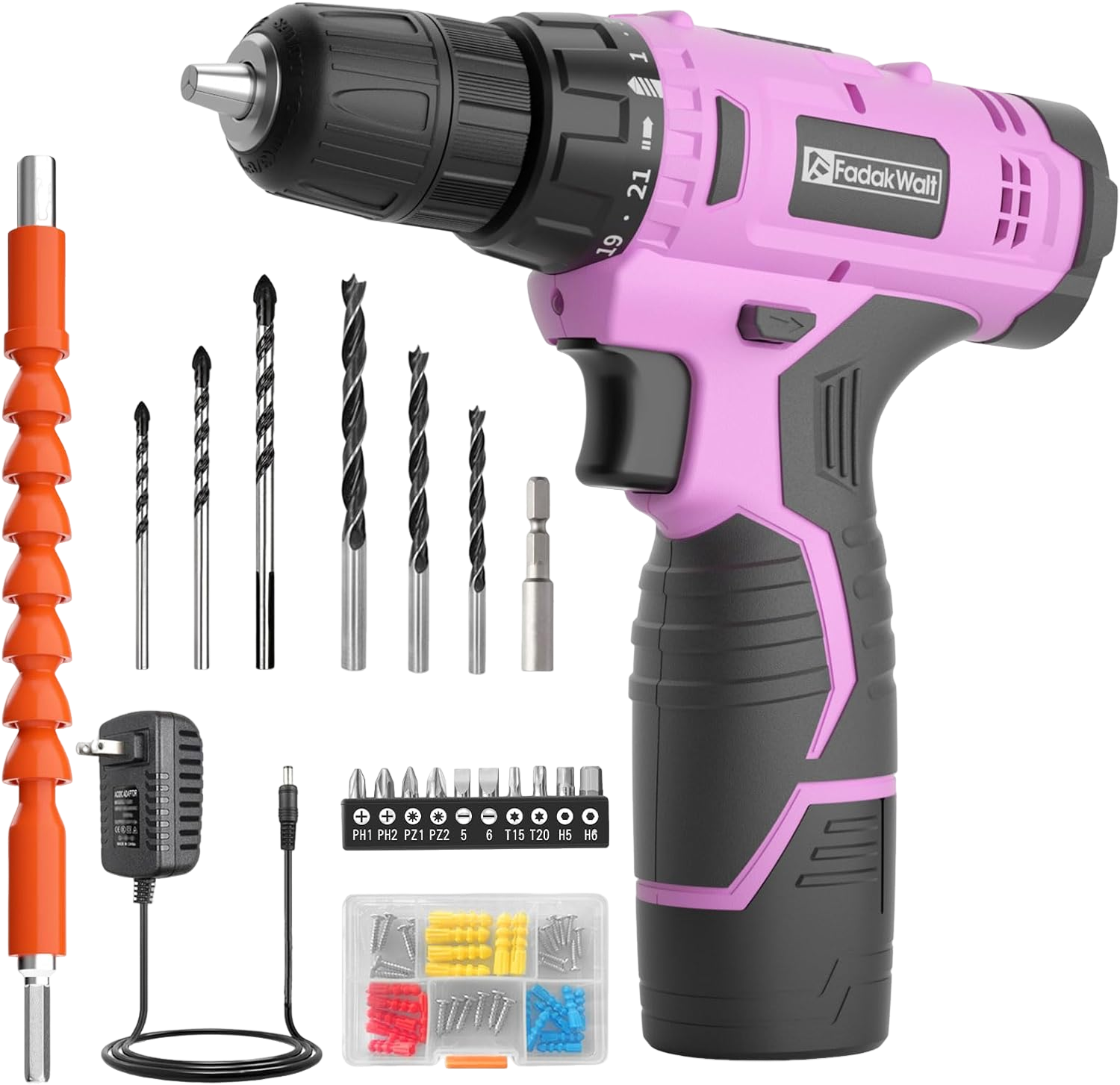 Fadakwalt Cordless 12V Drill Kit with Battery and Charger Fadakwalt