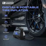 Load image into Gallery viewer, Tire inflation air compressor, DC 12V portable Tire Air Pump w/LED &amp; 150PSI digital pressure gauge, portable tire inflator for car tires, motorcycles, bicycles, balls (Blue)