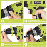 Load image into Gallery viewer, Cordless Drill Set, 20V Electric Power Drill with Battery And Charger, Torque 30N, 21+1 Torque Setting, 3/8-Inch Keyless Chuck, Drill Driver Bits Kit, with LED Electric Drill Set. （green)