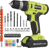 Load image into Gallery viewer, Cordless Drill Set, 20V Electric Power Drill with Battery And Charger, Torque 30N, 21+1 Torque Setting, 3/8-Inch Keyless Chuck, Drill Driver Bits Kit, with LED Electric Drill Set. （green)