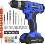 Load image into Gallery viewer, Cordless Drill Set, 20V Electric Power Drill with Battery And Charger, Torque 30N, 21+1 Torque Setting, 3/8-Inch Keyless Chuck, Drill Driver Bits Kit, with LED Electric Drill Set. （blue)