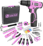 Load image into Gallery viewer, 118PCS Pink 12V Cordless Drill Set – Electric Drill Driver &amp; Household Tool Kit with DIY Cordless Power Screwdriver, LED, and 180 inch-lbs of Torque for Home Maintenance