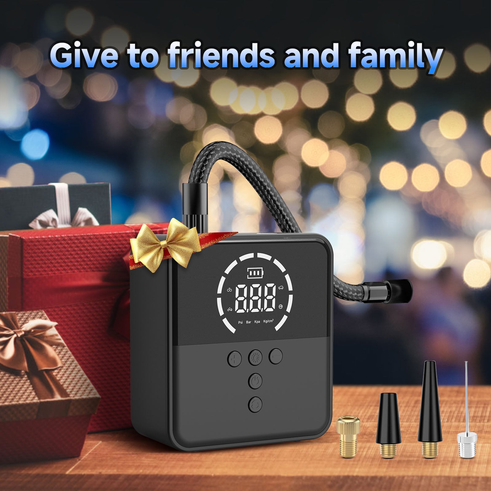 FadaKwalt Tire Inflator Portable Air Compressor, 150PSI Cordless Mini Air Pump with Digital Pressure Gauge, 3X Fast Inflation, Auto Shut-Off, LED Light, 6000mAh Rechargeable for Cars, Bikes & Balls