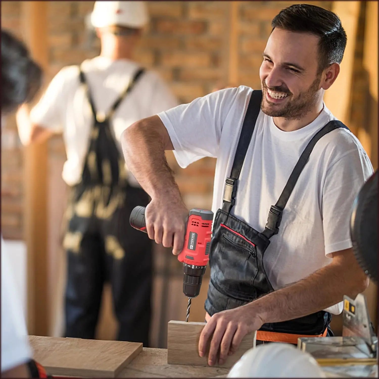 Fadakwalt 12V Red Cordless Drill, Handheld Red Drill for Home Repair Scenario Image