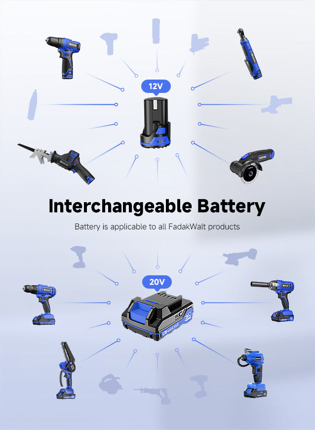 Fadakwalt batteries are suitable for all power tools, charging quickly and lasting long.