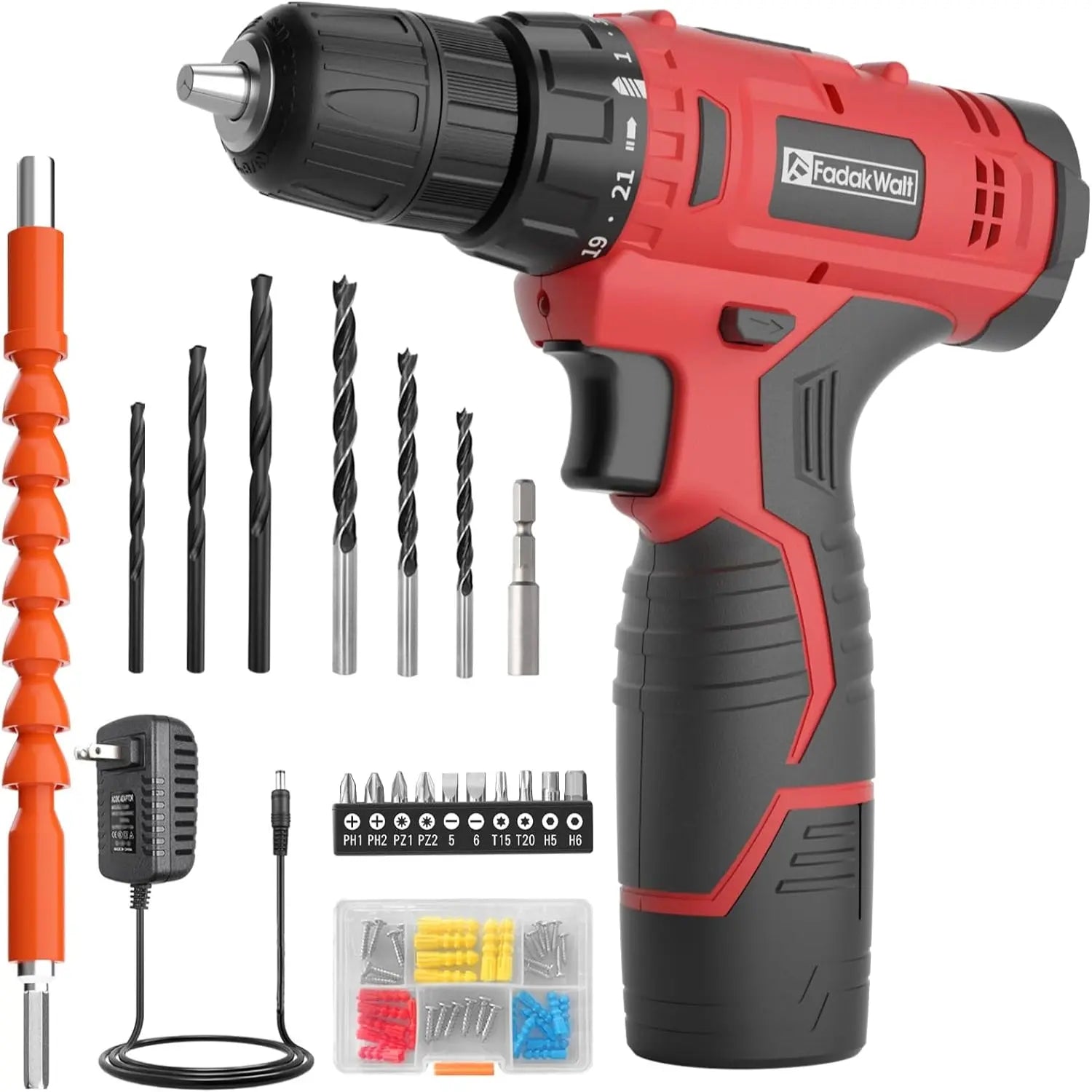 Fadakwalt 12V Red Cordless Drill, lightweight and portable, suitable for home use