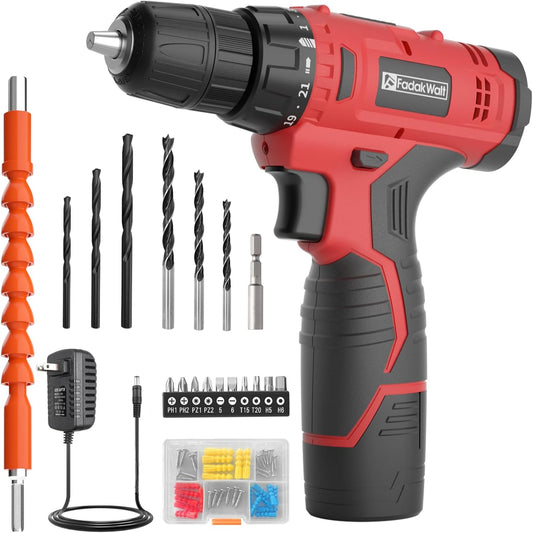 Fadakwalt 12V Red Cordless Drill, lightweight and portable, suitable for home use
