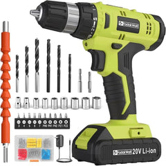 Fadakwalt 20V Cordless Drill Set, Includes Quick Charger and Various Drill Bit Accessories