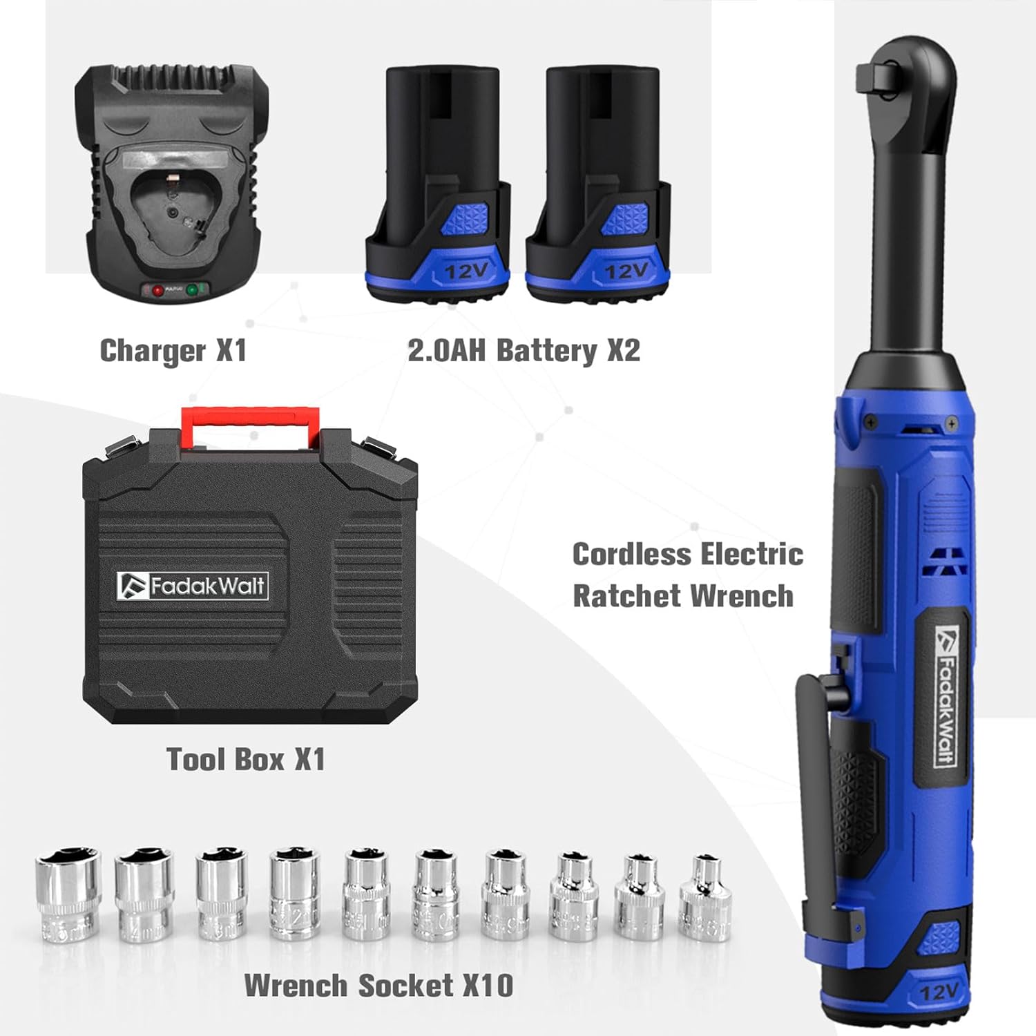 Fadakwalt High-Performance 20V Cordless Impact Wrench Set, Suitable for Professional Repair and Home Use