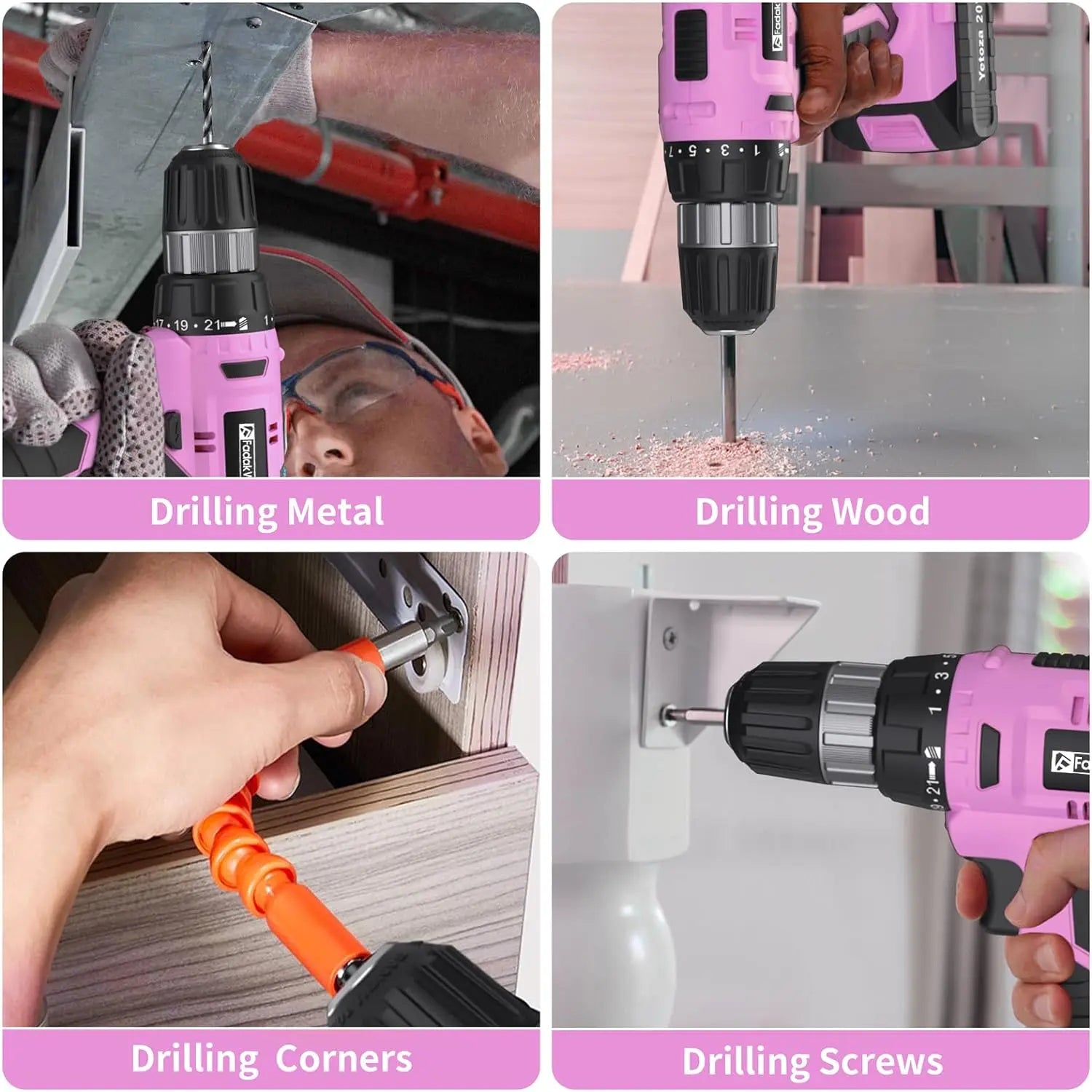 The Fadakwalt 20V cordless drill is suitable for wood, steel, drilling, and tightening operations, and is easy and efficient to operate.