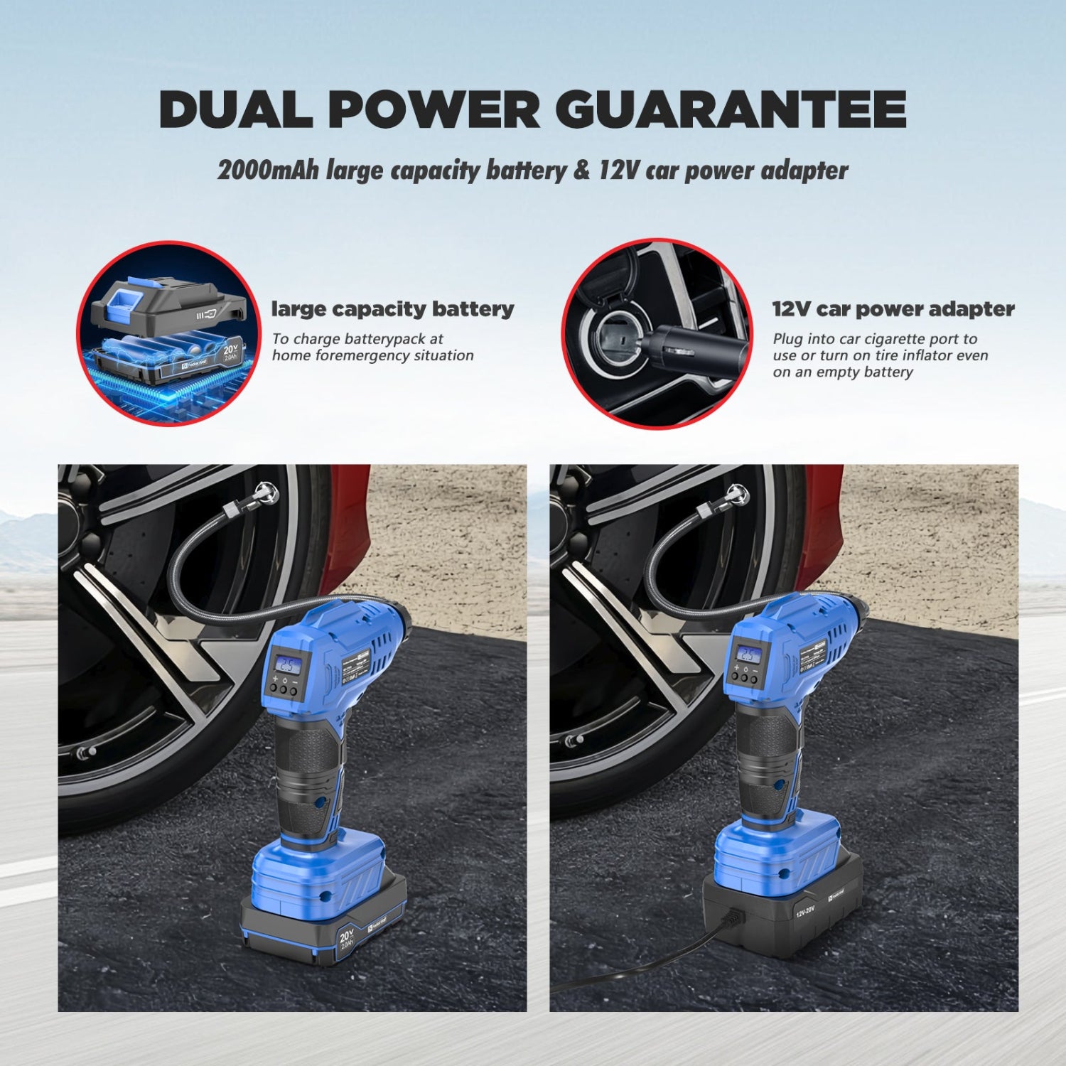 Connect the air pump to the tire valve stem to easily inflate the tire.
