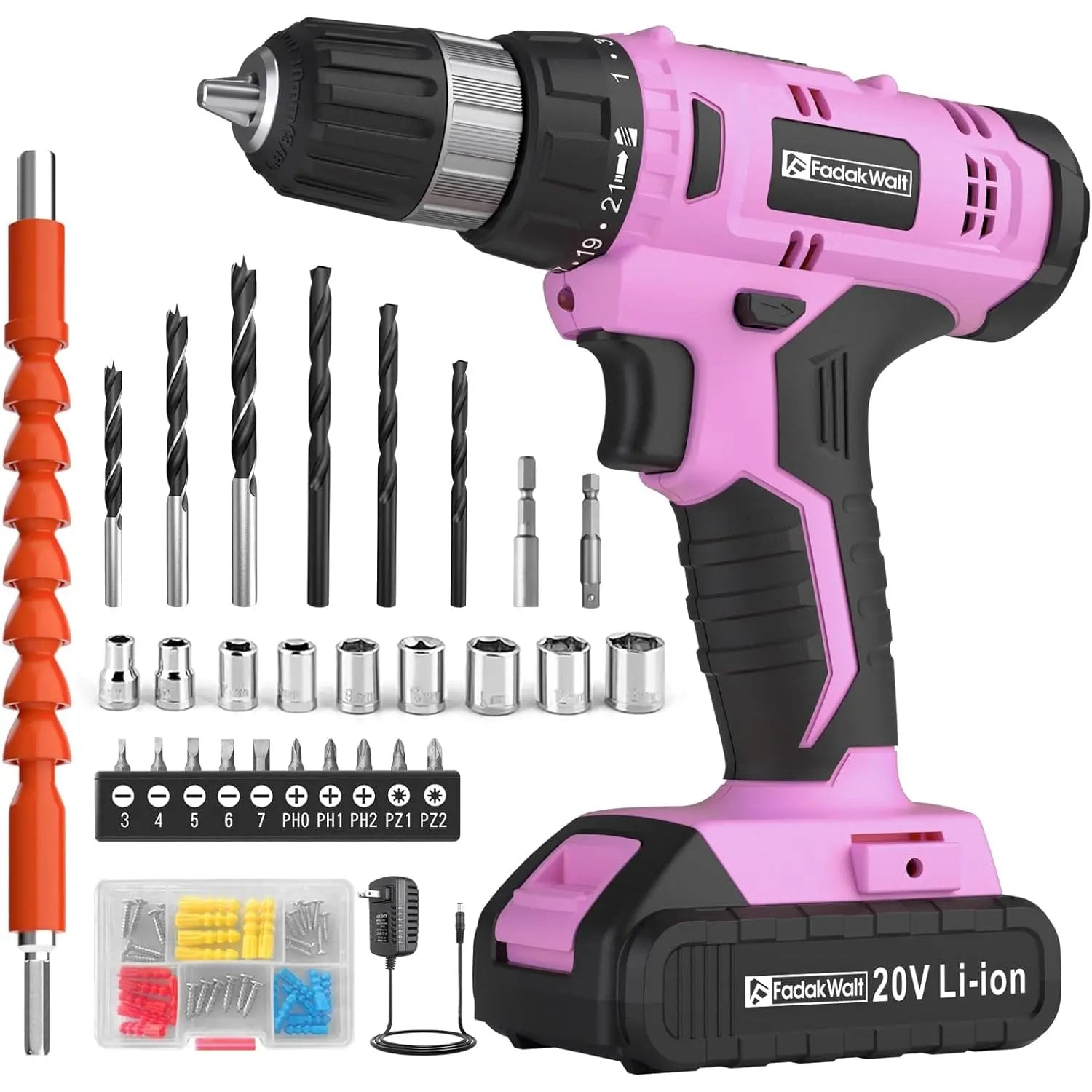 Fadakwalt 20V Cordless Drill, lightweight and powerful, suitable for a variety of household and industrial tasks.